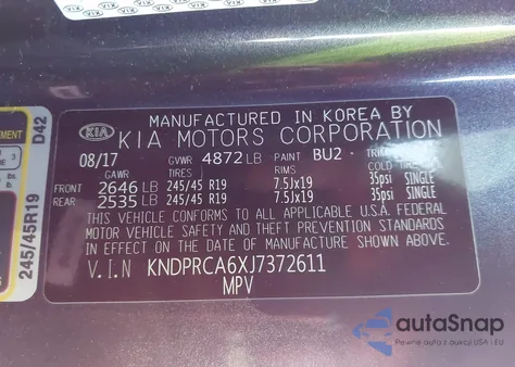 2018 Kia Sportage Sx Turbo z USA, uszkodzony, nr VIN KNDPRCA6XJ7372611